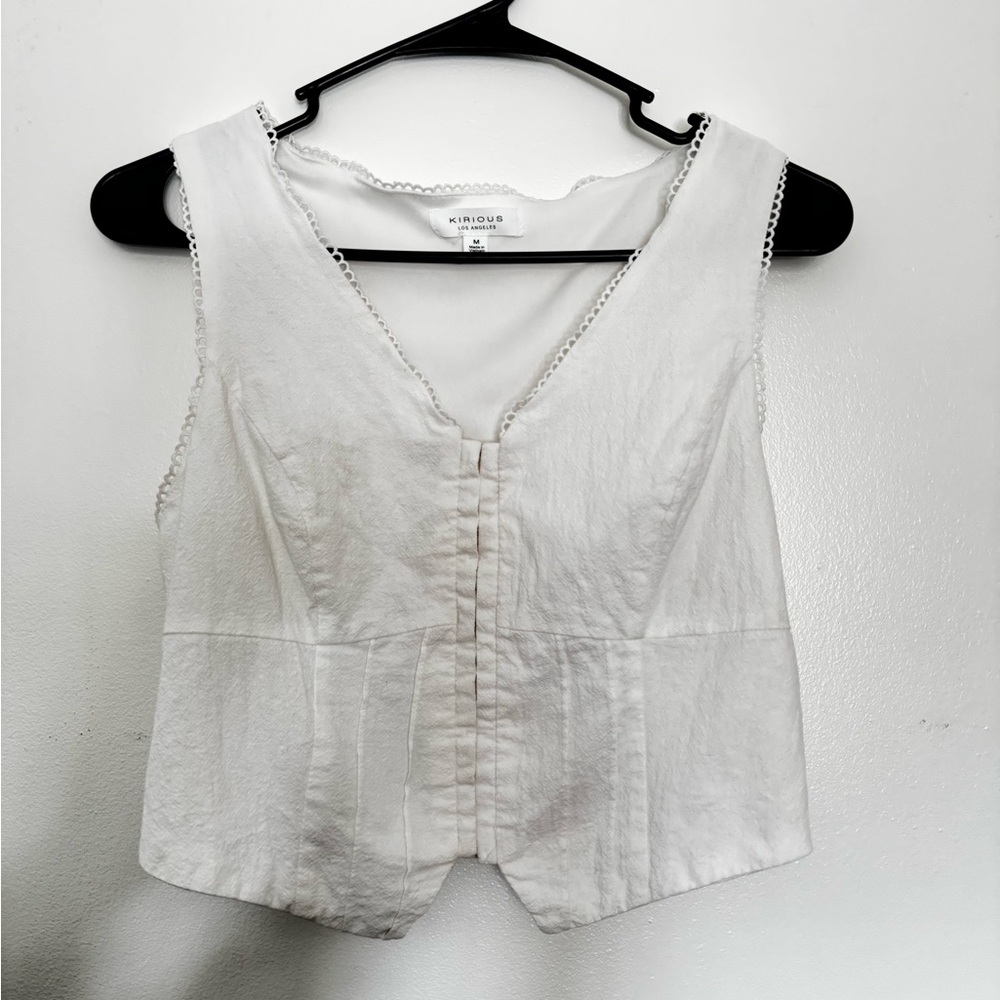 Kirious White Linen Vest